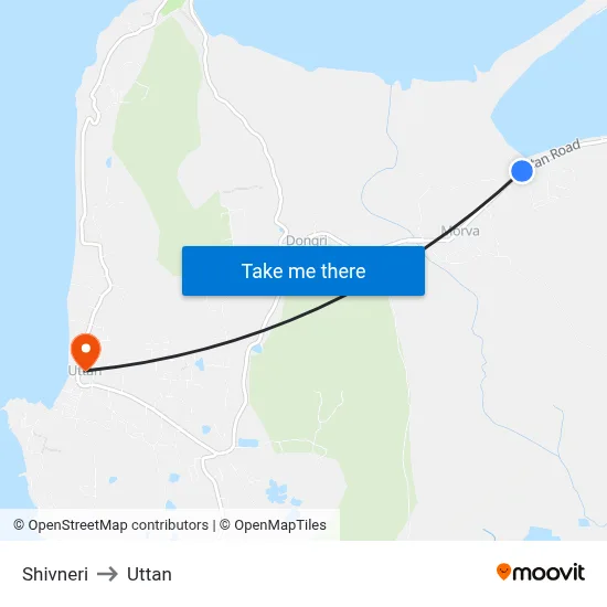Shivneri to Uttan map
