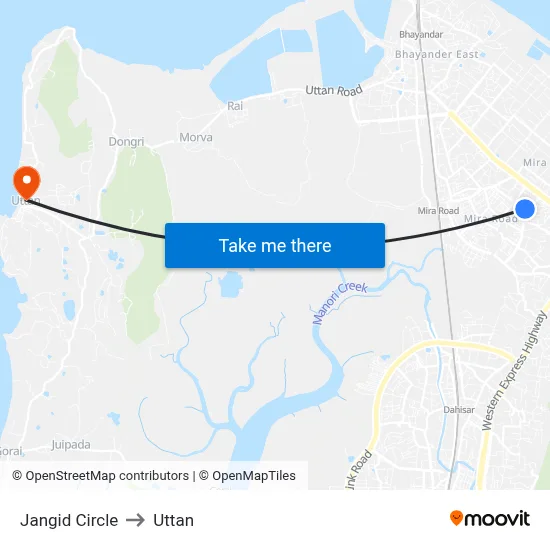 Jangid Circle to Uttan map