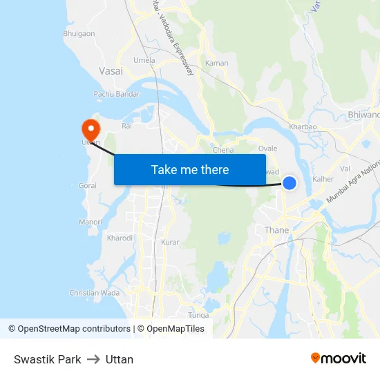 Swastik Park to Uttan map