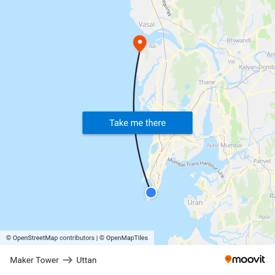 Maker Tower to Uttan map