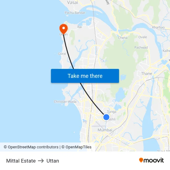Mittal Estate to Uttan map