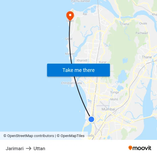 Jarimari to Uttan map