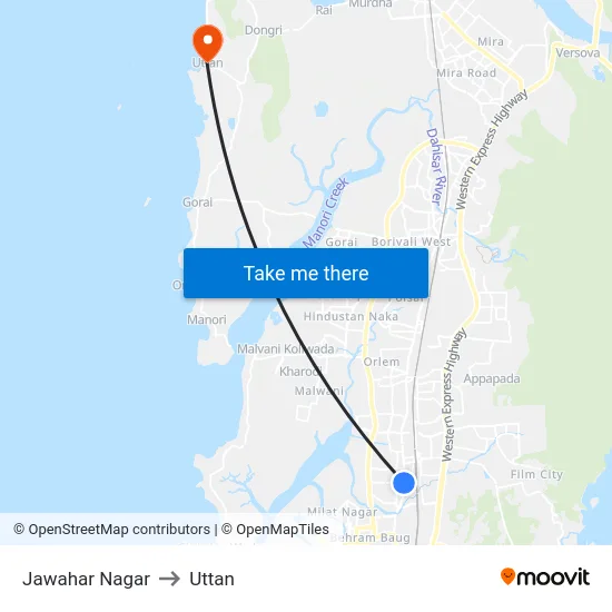 Jawahar Nagar to Uttan map