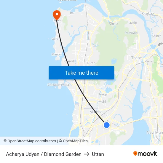 Acharya Udyan / Diamond Garden to Uttan map