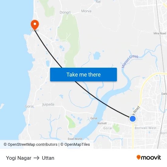 Yogi Nagar to Uttan map