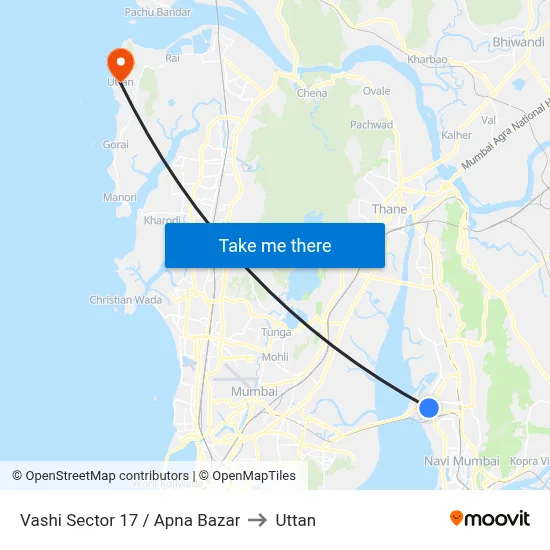 Vashi Sector 17 / Apna Bazar to Uttan map