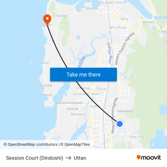 Session Court (Dindoshi) to Uttan map