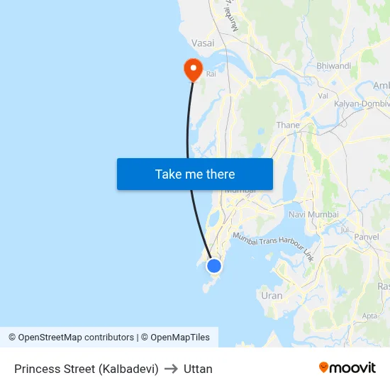 Princess Street (Kalbadevi) to Uttan map