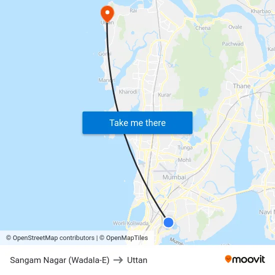 Sangam Nagar (Wadala-E) to Uttan map
