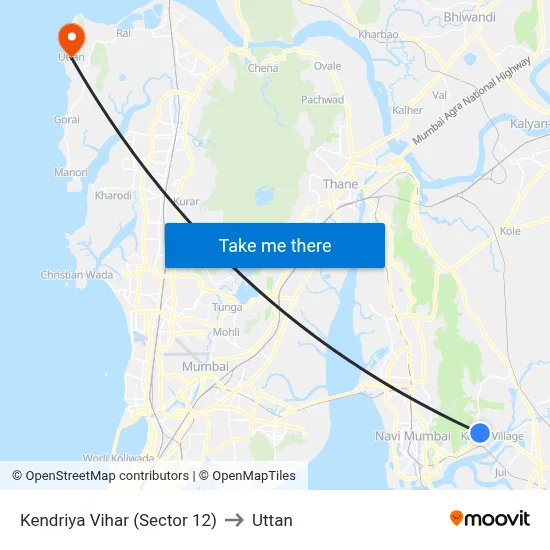 Kendriya Vihar (Sector 12) to Uttan map