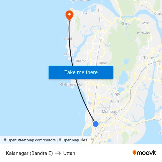 Kalanagar (Bandra E) to Uttan map
