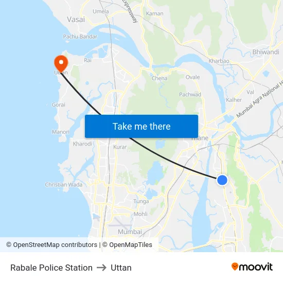 Rabale Police Station to Uttan map
