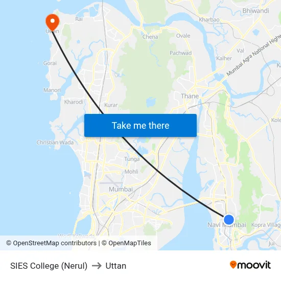 SIES College (Nerul) to Uttan map