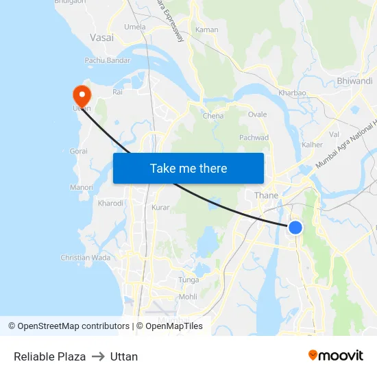 Reliable Plaza to Uttan map