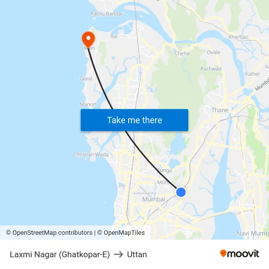 Laxmi Nagar (Ghatkopar-E) to Uttan map