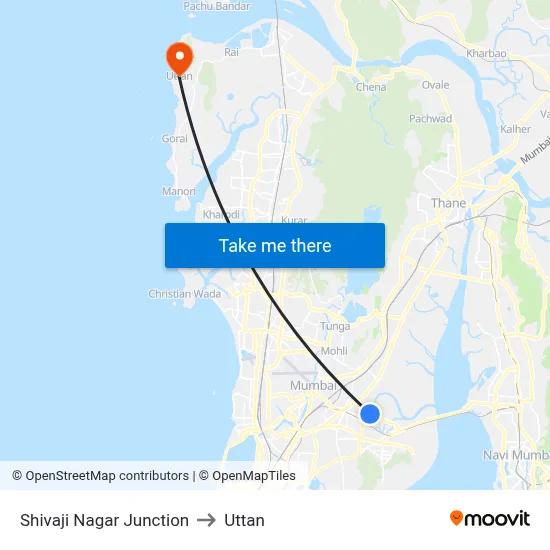 Shivaji Nagar Junction to Uttan map