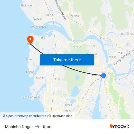 Manisha Nagar to Uttan map