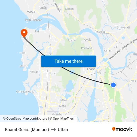 Bharat Gears (Mumbra) to Uttan map