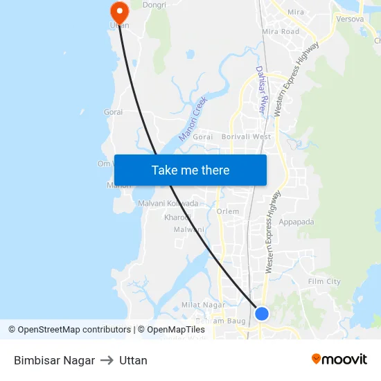 Bimbisar Nagar to Uttan map