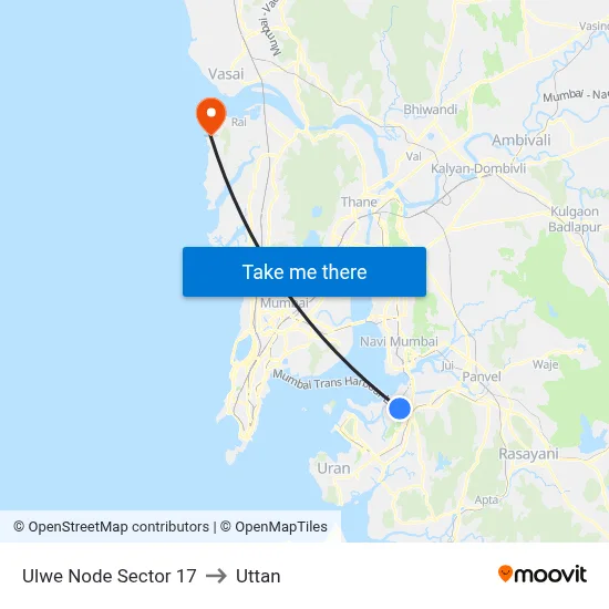 Ulwe Node Sector 17 to Uttan map
