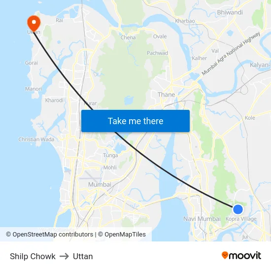 Shilp Chowk to Uttan map