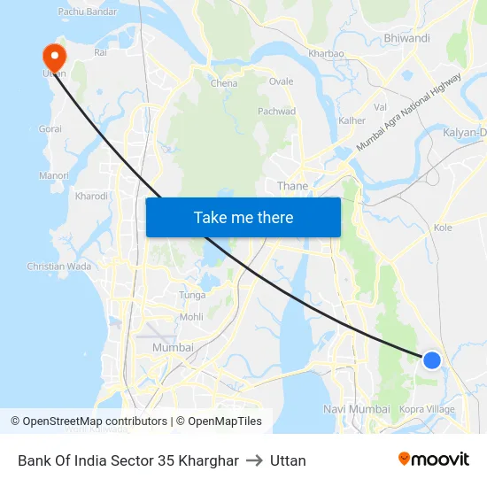 Bank Of India Sector 35 Kharghar to Uttan map