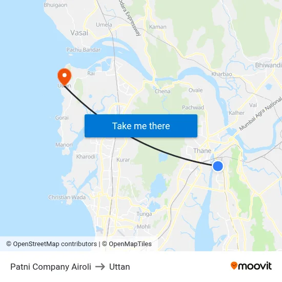 Patni Company Airoli to Uttan map