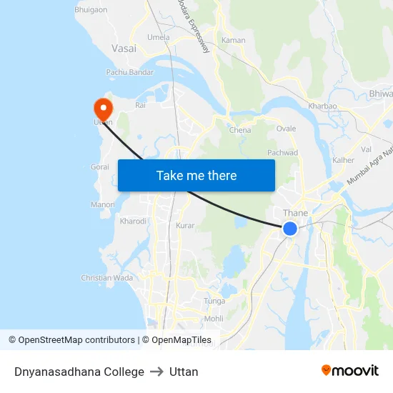 Dnyanasadhana College to Uttan map