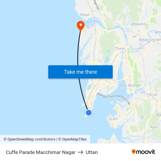 Cuffe Parade Macchimar Nagar to Uttan map