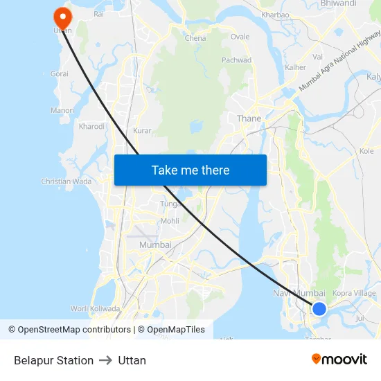 Belapur Station to Uttan map
