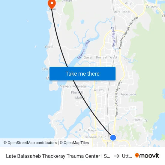 Late Balasaheb Thackeray Trauma Center | SRP Camp to Uttan map