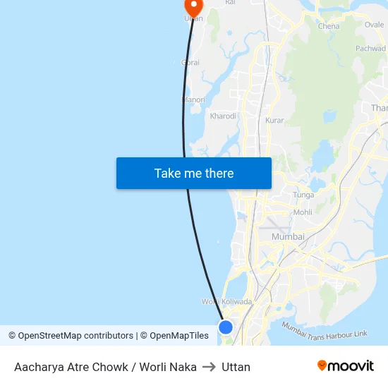 Aacharya Atre Chowk / Worli Naka to Uttan map