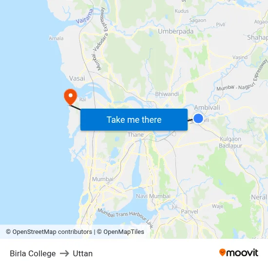 Birla College to Uttan map