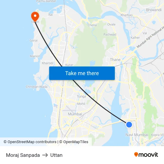 Moraj Sanpada to Uttan map