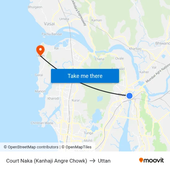Court Naka (Kanhaji Angre Chowk) to Uttan map