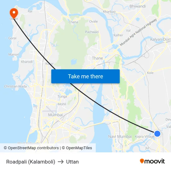 Roadpali (Kalamboli) to Uttan map