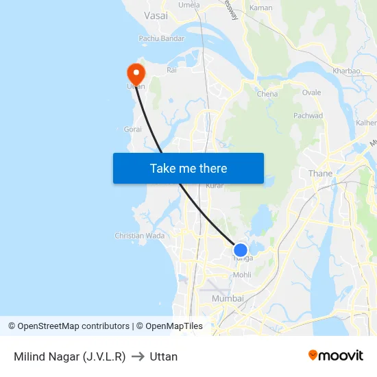 Milind Nagar (J.V.L.R) to Uttan map