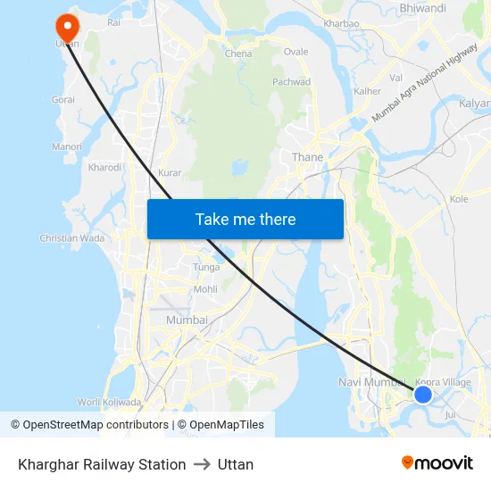 Kharghar Railway Station to Uttan map