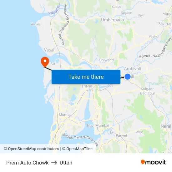 Prem Auto Chowk to Uttan map