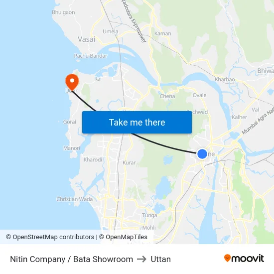 Nitin Company / Bata Showroom to Uttan map
