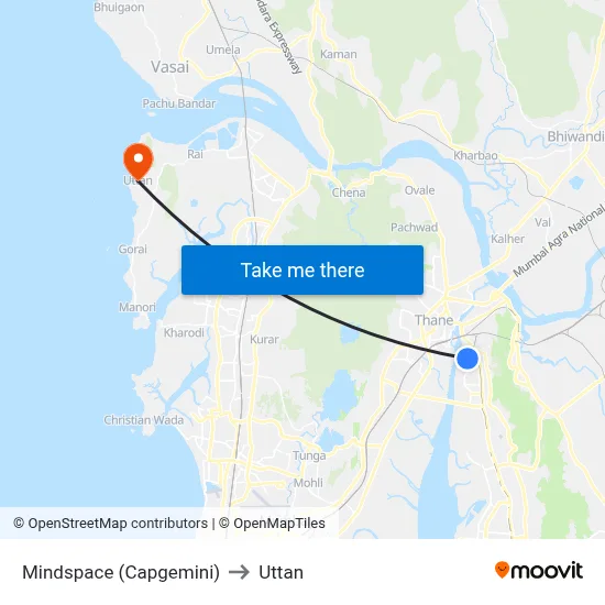 Mindspace (Capgemini) to Uttan map