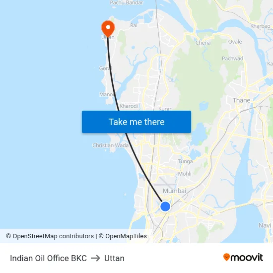 Indian Oil Office BKC to Uttan map