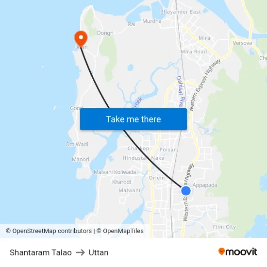 Shantaram Talao to Uttan map