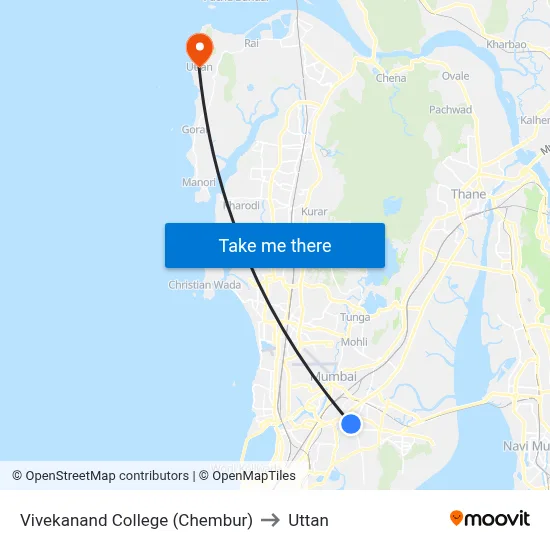 Vivekanand College (Chembur) to Uttan map