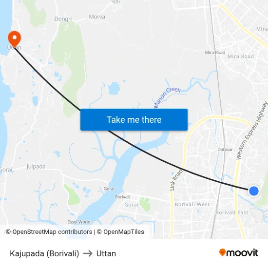 Kajupada (Borivali) to Uttan map