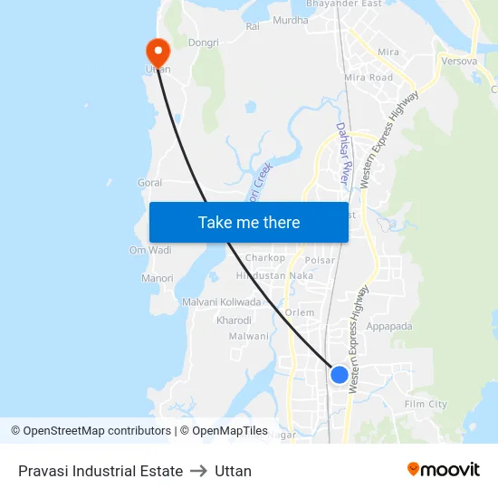 Pravasi Industrial Estate to Uttan map