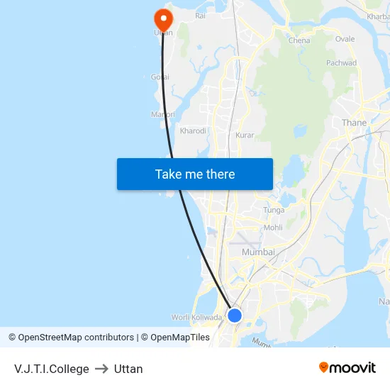 V.J.T.I.College to Uttan map