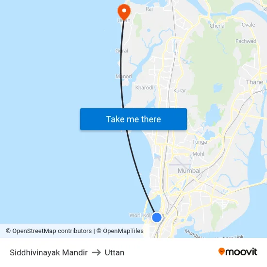 Siddhivinayak Mandir to Uttan map
