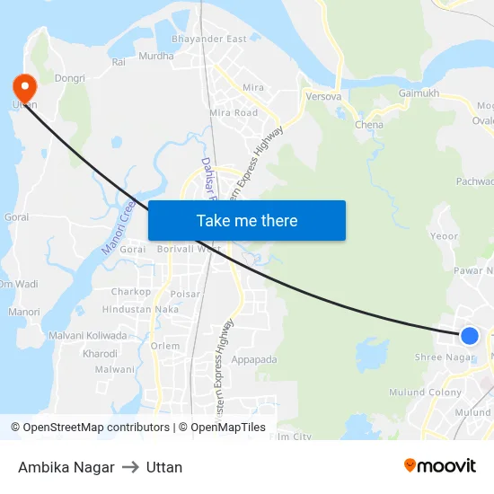 Ambika Nagar to Uttan map