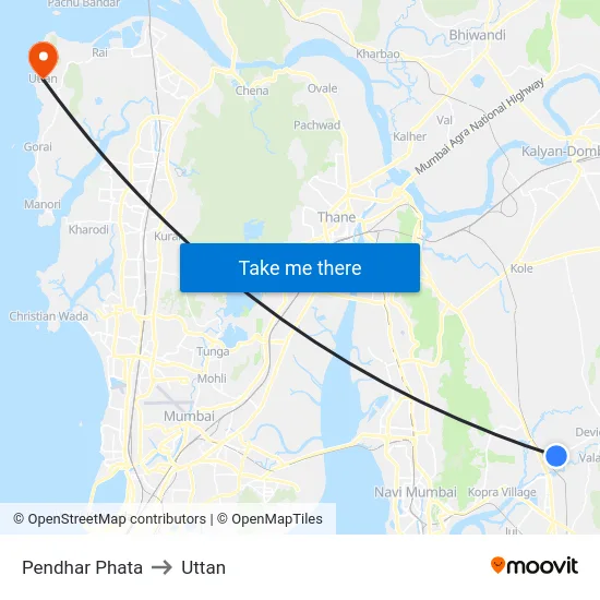 Pendhar Phata to Uttan map